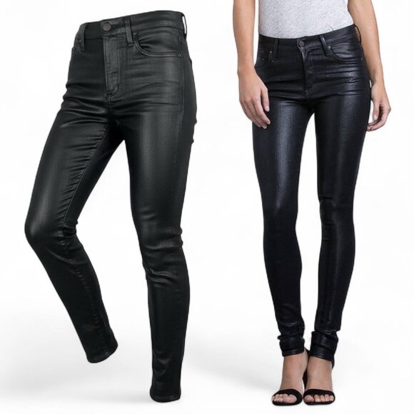 Citizens of Humanity Rocket Slick High Rise Skinny Jeans Sz 24 Black Leatherette - Picture 1 of 11